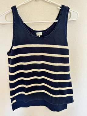 KULE Striped Cotton Tank in Blue & Cream Size Small Like New